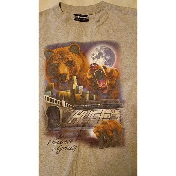 The Hundreds X Grizzly Collaboration Graphic Tee M Gray Mens T-Shirt - Picture 1 of 6